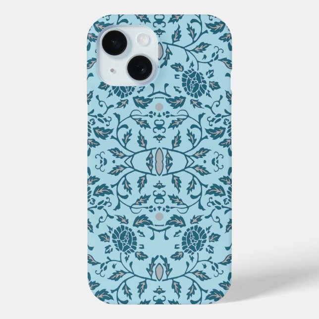 Elegant Flowery Teal Damask Case-Mate iPhone Case (Back)