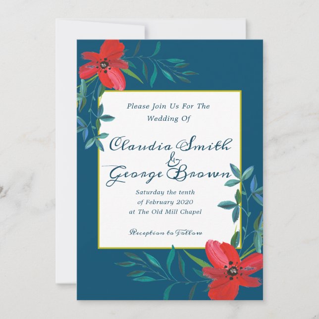 Elegant Flowery Wedding Invitation (Front)