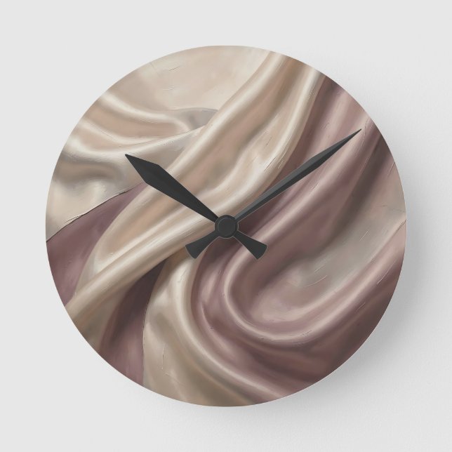 Elegant Flowing Silk Abstract  Round Clock (Front)