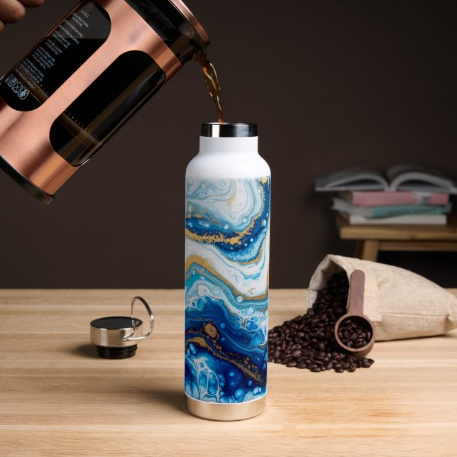 Elegant Fluid Art Decorative Coffee Mugs Abstract Water Bottle (Coffee (Rotated))