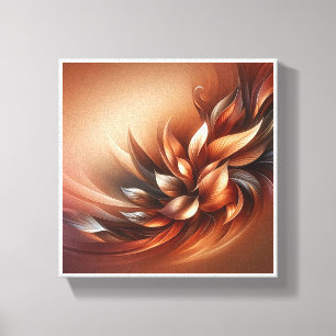 Elegant Fluid Leaf Abstract - Warm Terracotta and  Canvas Print