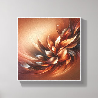 Elegant Fluid Leaf Abstract - Warm Terracotta and  Canvas Print