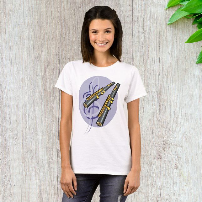 Elegant Flute Duet Music Musical Instrument   T-Shirt (Creator Uploaded)