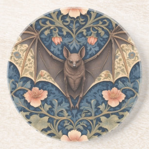 Elegant Flying Bat William Morris Inspired Floral Coaster