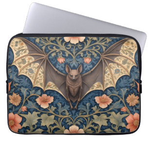 Elegant Flying Bat William Morris Inspired Floral Laptop Sleeve