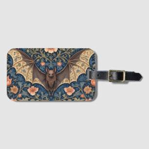 Elegant Flying Bat William Morris Inspired Floral Luggage Tag