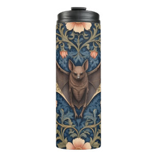 Elegant Flying Bat William Morris Inspired Floral Thermal Tumbler