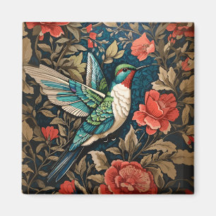 Elegant Flying Hummingbird William Morris Inspired Magnet