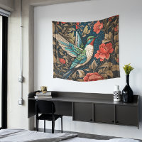 Elegant Flying Hummingbird William Morris Inspired