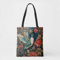 Elegant Flying Hummingbird William Morris Inspired