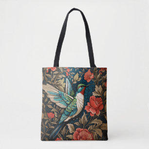 Elegant Flying Hummingbird William Morris Inspired Tote Bag
