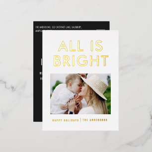 elegant foil 1 photo modern foil holiday postcard