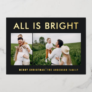 elegant foil 2 photo modern foil holiday card