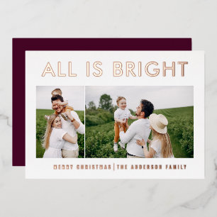 elegant foil 2 photo modern foil holiday card