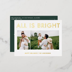 elegant foil 2 photo modern foil holiday postcard