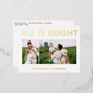 elegant foil 2 photo modern foil holiday postcard