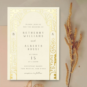 Elegant Foil Art Nouveau Arch Foil Invitation