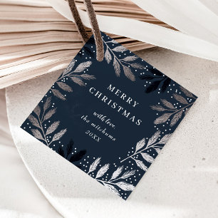 Elegant Foil Branches Merry Christmas Holiday Favour Tags