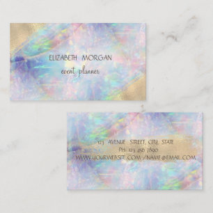 Elegant Foil Brush Stroke Opal Business Card