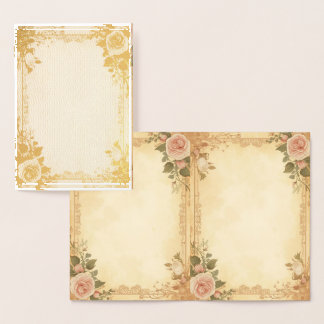 Elegant Foil Card – Vintage Rose Design