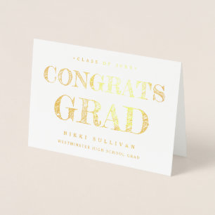 Elegant foil congrats grad personal photo card