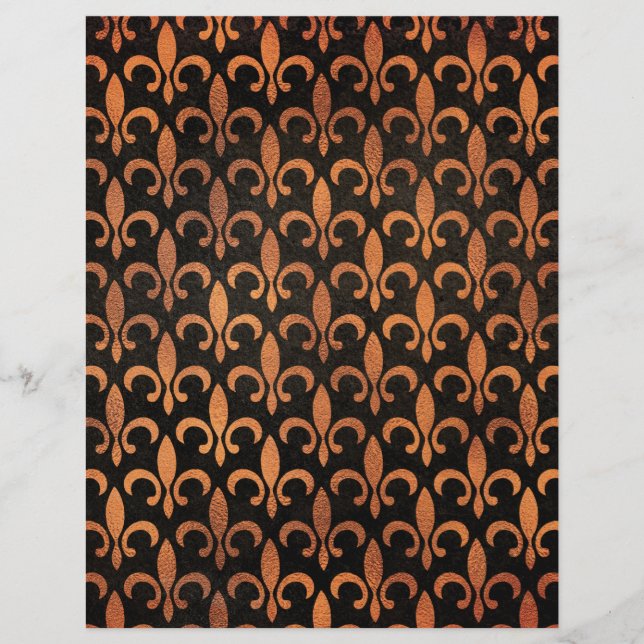 Elegant Foil Effect Fleur de Lis Patterned Paper (Front)