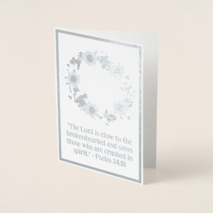Elegant Foil Floral Wreath Religious Blank Card