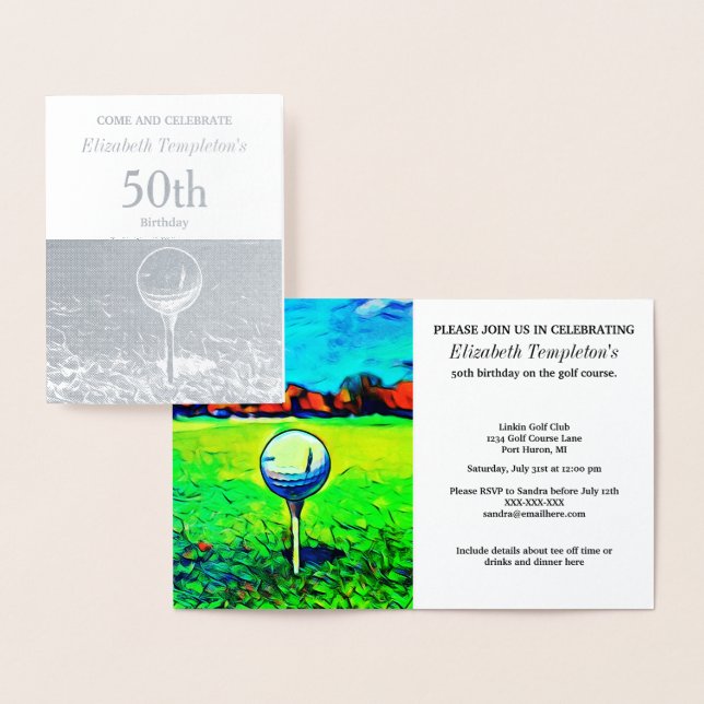 Elegant Foil Golf Hobby 50th Sports Birthday Foil Card (Display)