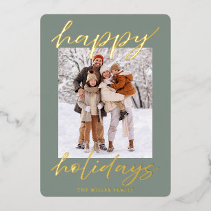 Elegant Foil Happy Holidays Photo Card Christmas 