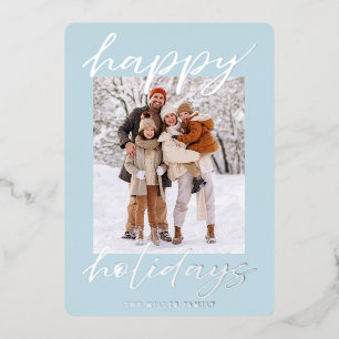 Elegant Foil Happy Holidays Photo Card Christmas