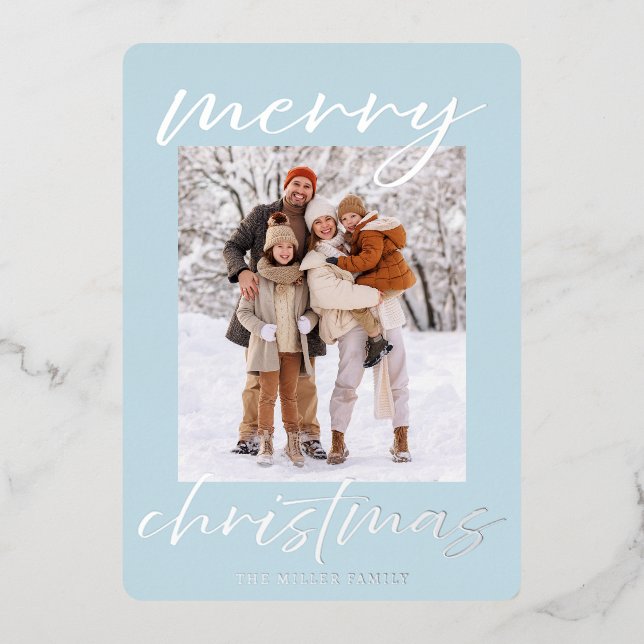 Elegant Foil Merry Christmas Photo Card (Front)