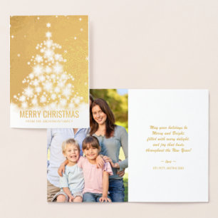 Elegant Foil Merry Christmas Tree Holiday Photo Card