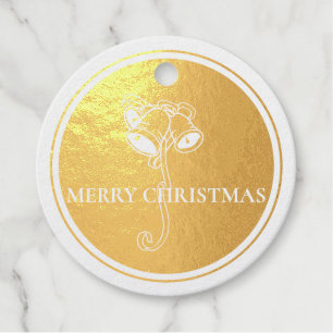 Elegant Foil "MERRY CHRISTMAS" with Bells Holiday Favour Tags