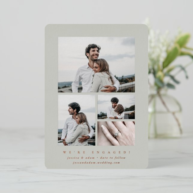 Elegant Foil Multi Photo Engagement Announcement (Standing Front)