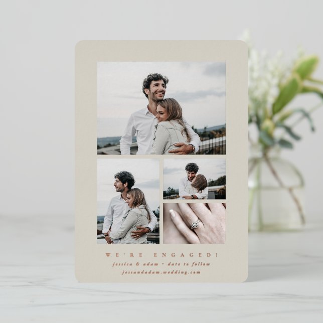 Elegant Foil Multi Photo Engagement Announcement (Standing Front)