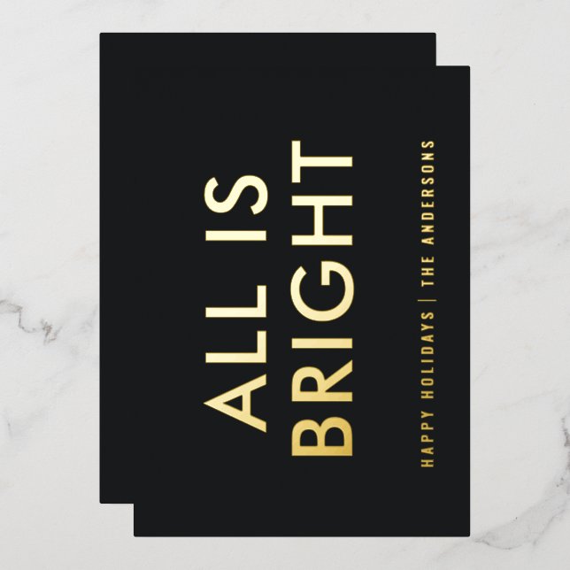 elegant foil non photo modern foil holiday card (Front/Back)