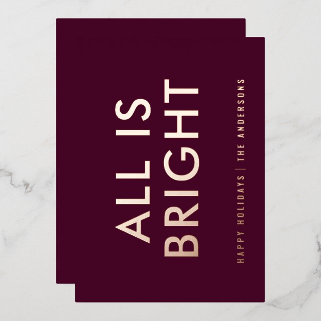 elegant foil non photo modern foil holiday card (Front/Back)