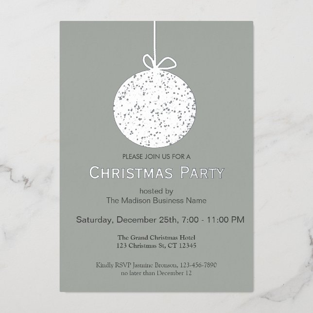 Elegant Foil Ornament Chrismas Party Invitation (Front)