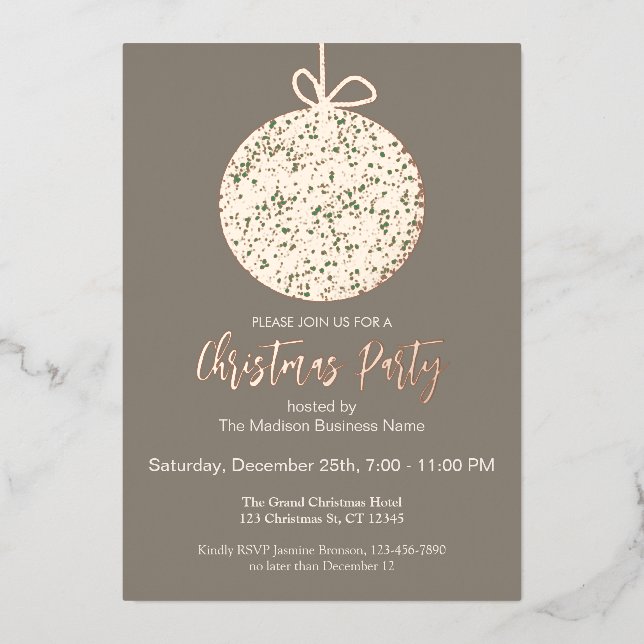 Elegant Foil Ornament Chrismas Party Invitation (Front)