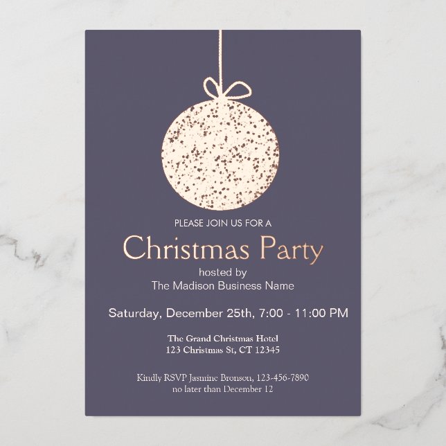 Elegant Foil Ornament Chrismas Party Invitation (Front)