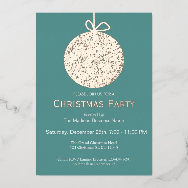 Elegant Foil Ornament Chrismas Party Invitation (Front)