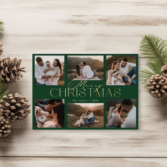 Elegant Foil-Pressed Christmas Card with Six-Photo (Creator Uploaded)