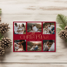 Elegant Foil-Pressed Christmas Card with Six-Photo