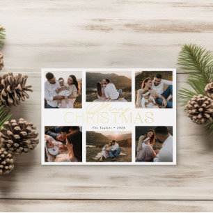 Elegant Foil-Pressed Christmas Card with Six-Photo