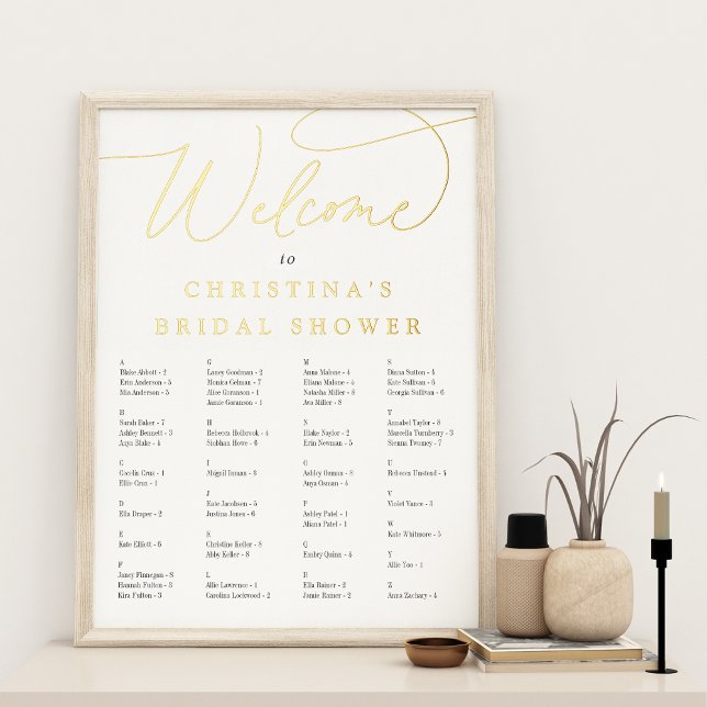 Elegant Foil Script Alphabetical Seating Chart (Creator Uploaded)