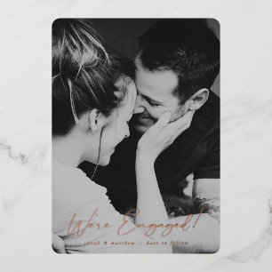Elegant Foil Script Engagement Photo Announcement