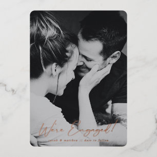 Elegant Foil Script Engagement Photo Announcement