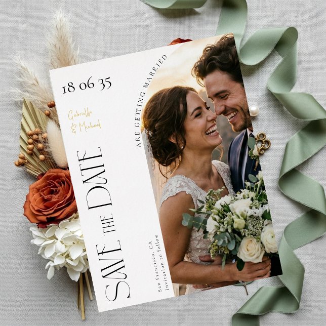Elegant Foil Script Wedding Save The Date Holiday Postcard (Creator Uploaded)