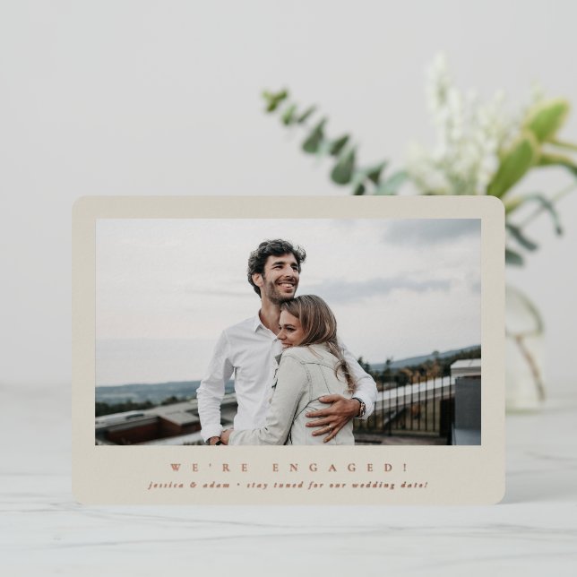 Elegant Foil Single Photo Engagement Announcement (Standing Front)