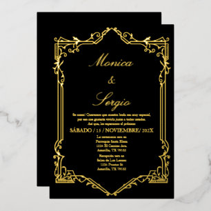 Elegant foil Wedding Invitation in Spanish